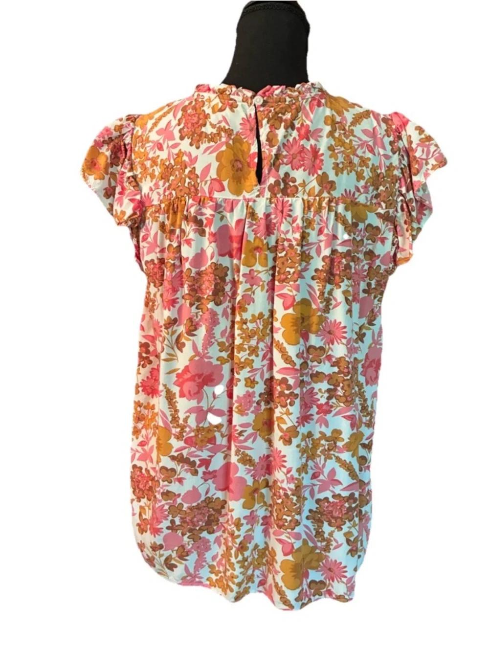 LOFT Outlet Women’s Floral Flutter Sleeve Blouse, Size LP - Picture 3 of 14